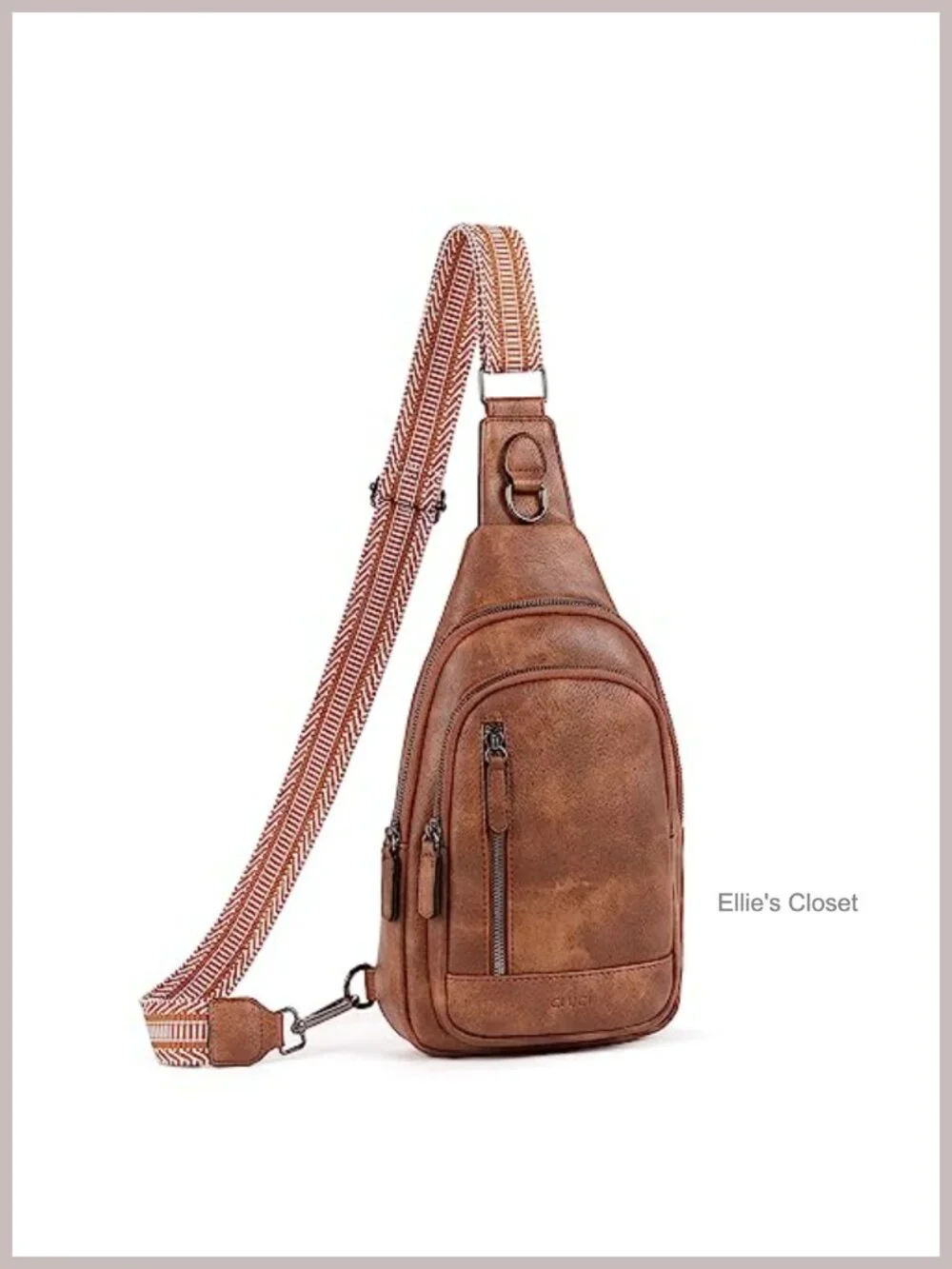 Women's Faux Leather Crossbody Sling Backpack with Adjustable Strap